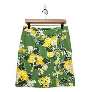 Talbots Petites Textured Floral Retro Inspired Cotton Mini Skirt Sz 8P